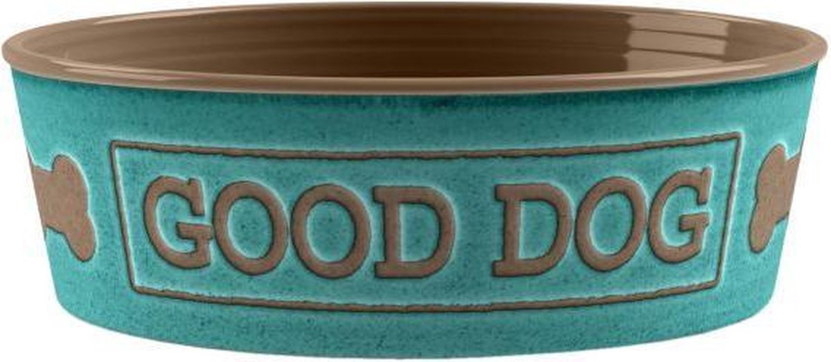 Tarhong voerbak good dog melamine turquoise 17x17x6 cm 950 ml