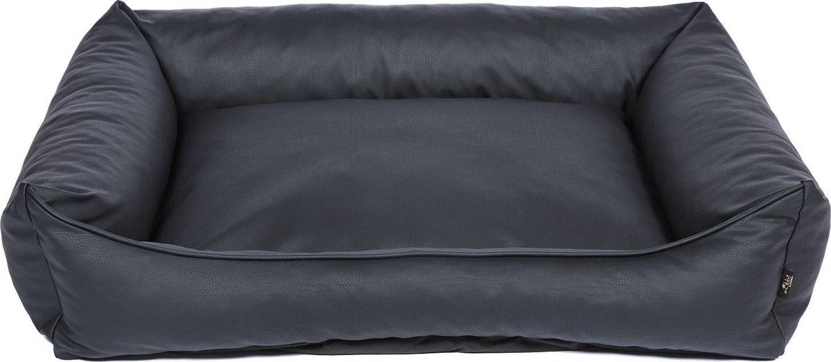 snObbs Wodan L Hondenmand - Hondenkussen – Luxe Lederlook Hondenbank – Easy to Clean Hondenbed - Hypoallergeen – 100 x 80 x 24 – Zwart