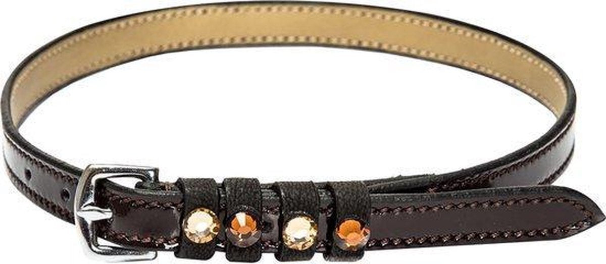 RelaxPets - Imperial Riding - Sporenriempjes - Kwaliteitsleer - Lakleer - Strass Steentjes - Brown Gold - 52 cm