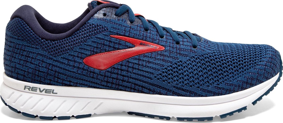 Brooks Revel 3 Sportschoenen - Maat 42.5 - Mannen - blauw/rood/wit