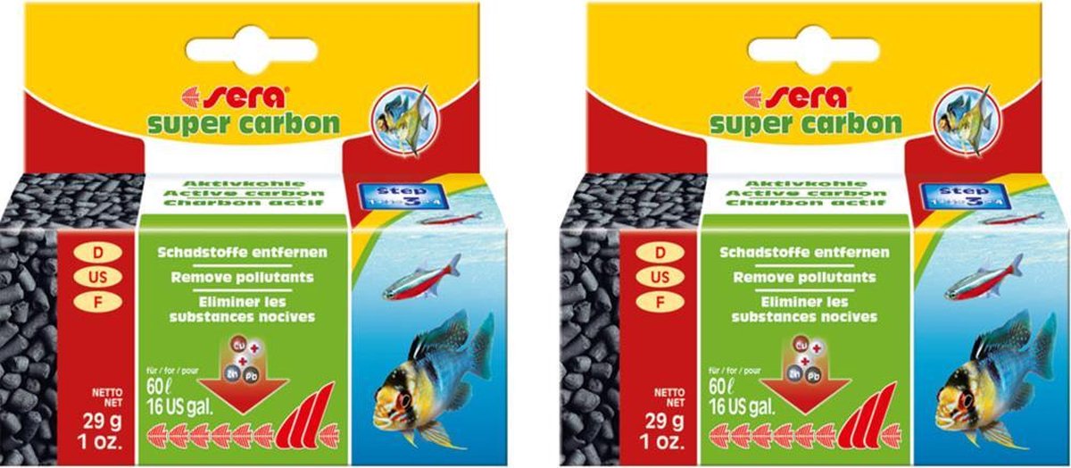 sera super carbon aktieve kool - 29g - aquariumfilter - verpakt per 2