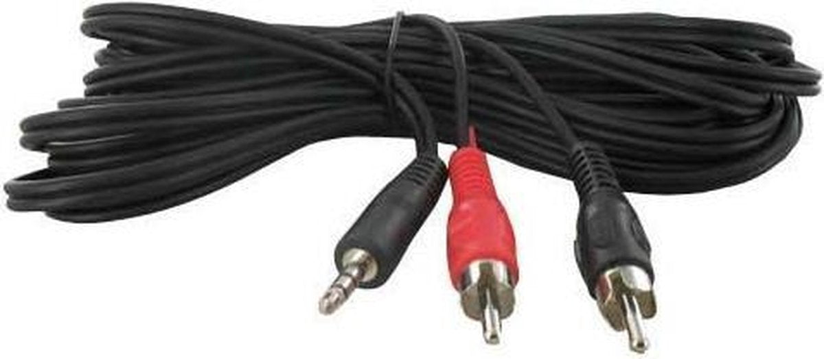 kabel 3.5mm jack plug naar 2x RCA male 5.0 mtr