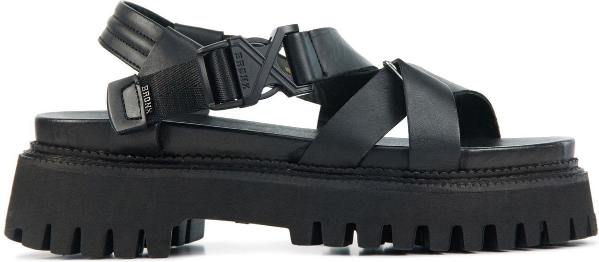 Bronx Vrouwen Leren  Sandalen / Damesschoenen 84875-a - Zwart - Maat 39