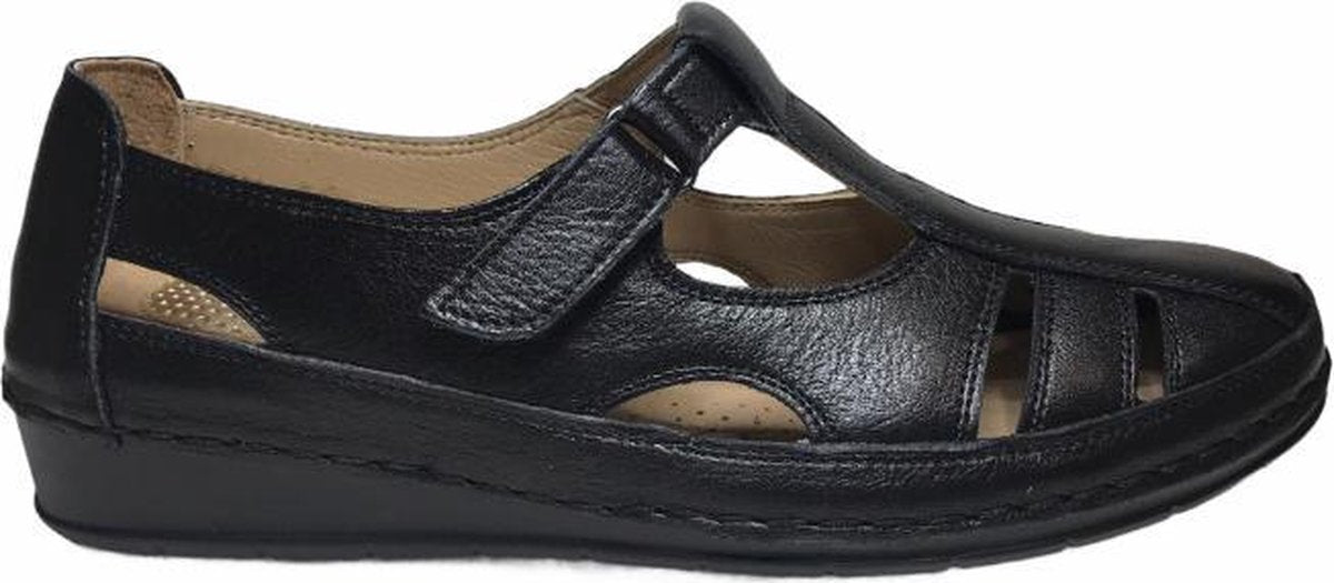 Manlisa velcro open lederen zomer schoenen S203-4042 zwart mt 38