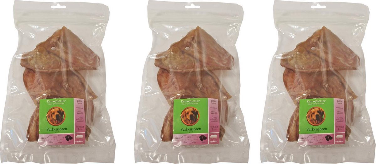 Zak 3 runderoren hondensnack per 3 verpakkingen