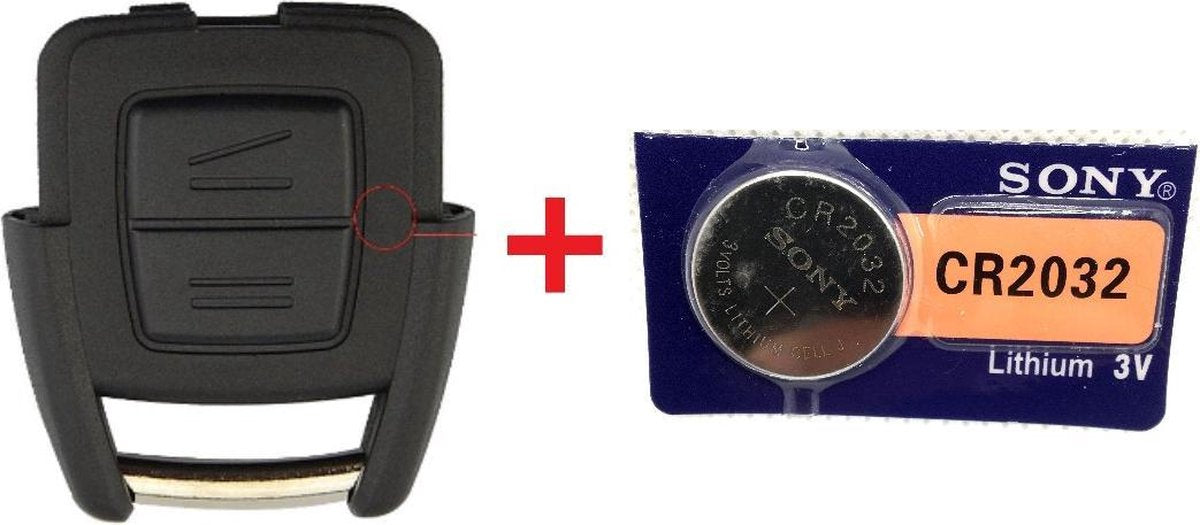 Autosleutel 2 knoppen HURSG2N behuizing + Batterij CR2032 geschikt voor Opel Astra / Corsa / Vectra / Zafira / Frontera / Omega / Tigra