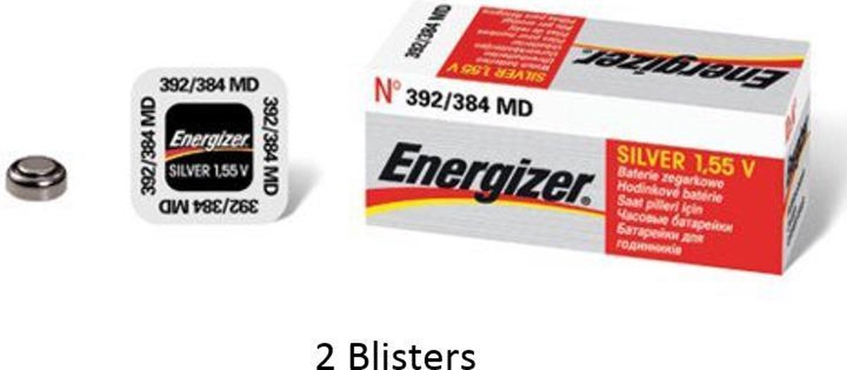 2 stuks (2 blisters a 1 stuk) Energizer 384/392 knoopcel Zilver-oxide (S) 1