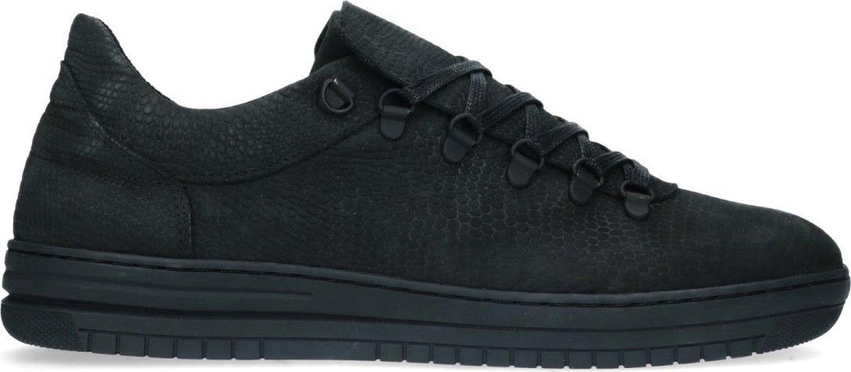 Manfield - Heren - Zwarte sneakers van nubuck - Maat 42