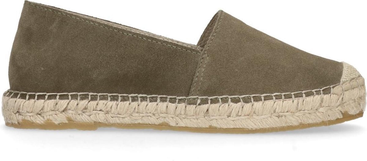 Manfield - Dames - Groene suède espadrilles - Maat 39