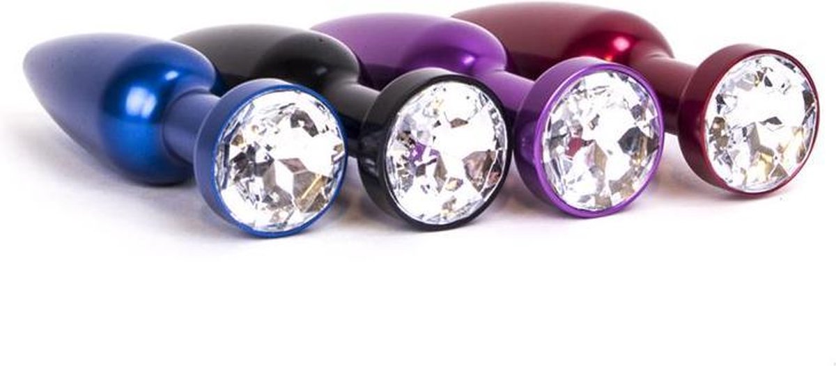 Aluminum Buttplug met kristal - rood