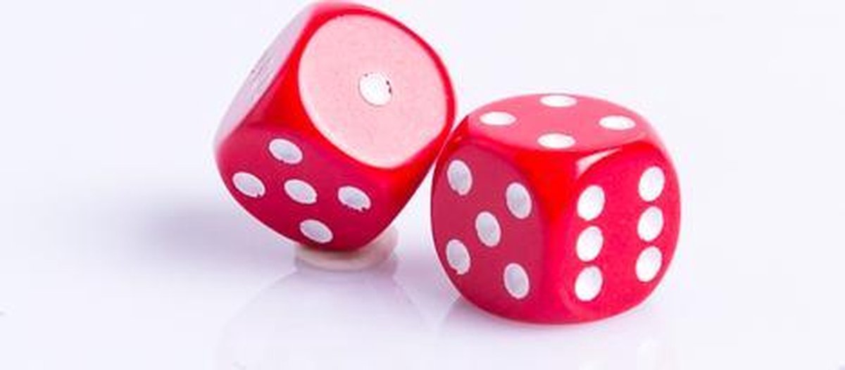 6 Vlakken Dobbelsteen Rood met Witte Stippen 16mm Set van 12