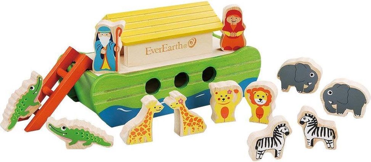 Everearth Speelset Noah's Ark 20 X 10 Cm Hout 15-delig