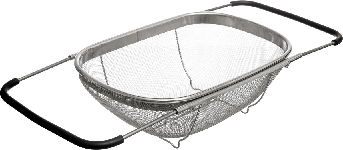 Atmosphera roestvrijstalen zeef - 37 cm - Rechthoekige zeef - Uitrekbare zeef - Vergiet - RVS