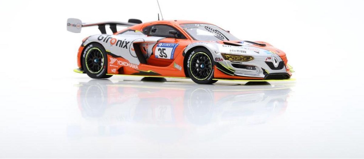 Renault R.S.01 GTronix 360 Team 24H Nürburgring 2018 (Oranje/Zilver) (10cm) 1/43 Spark - Modelauto - Schaalmodel - Model auto - Miniatuurautos - Miniatuur auto
