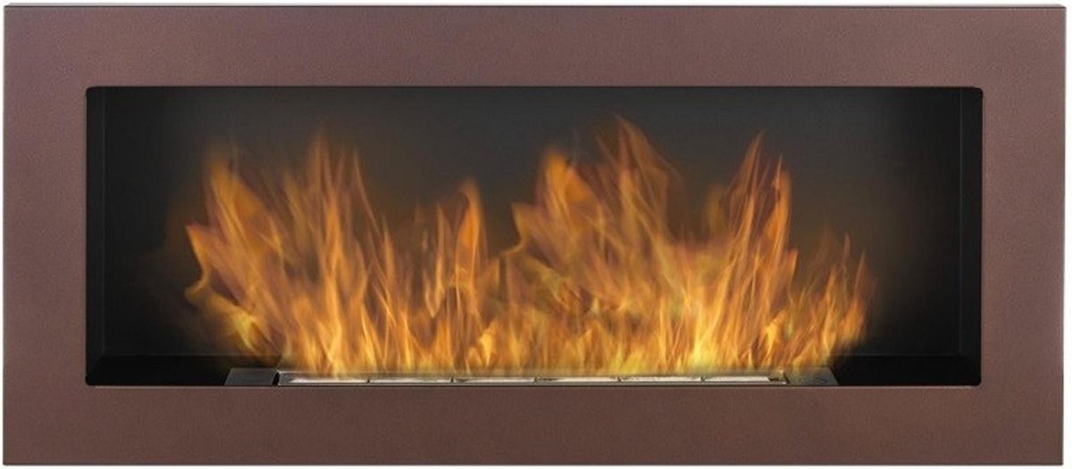 Bruine Sfeerhaard 90 x 40 CMInbouw of Hangend Bioethanolhaarden.com