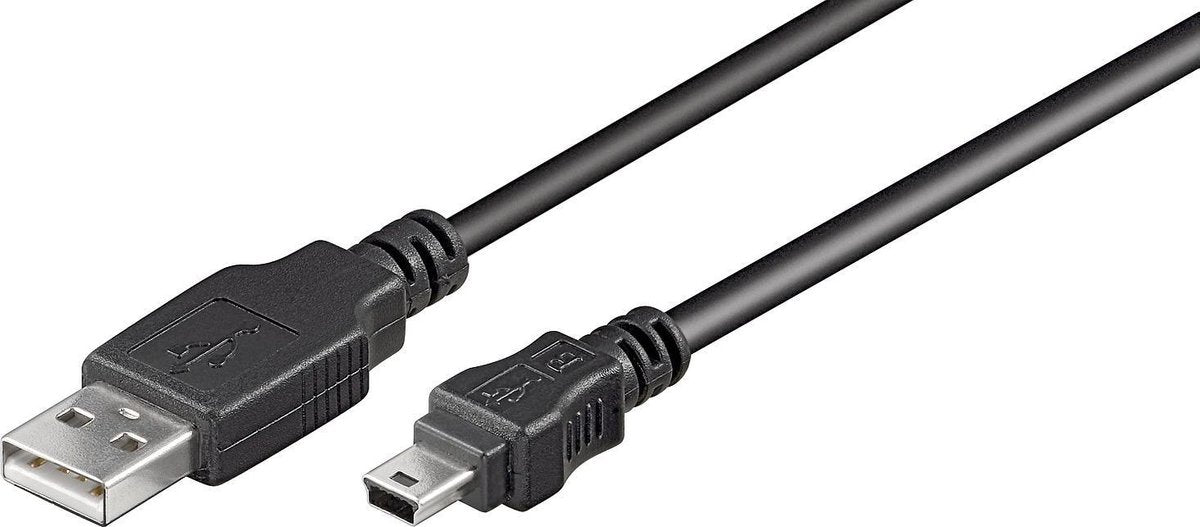 USB-Kabel | USB-A Male | USB Mini-B 5-Pins Male | Vernikkeld | 5.00 m | Rond | PVC | Zwart | Polybag