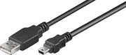 USB-Kabel | USB-A Male | USB Mini-B 5-Pins Male | Vernikkeld | 1.00 m | Rond | PVC | Zwart | Polybag