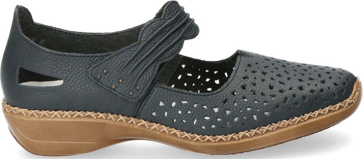 Donkerblauwe Instappers met Velcro Rieker maat 38