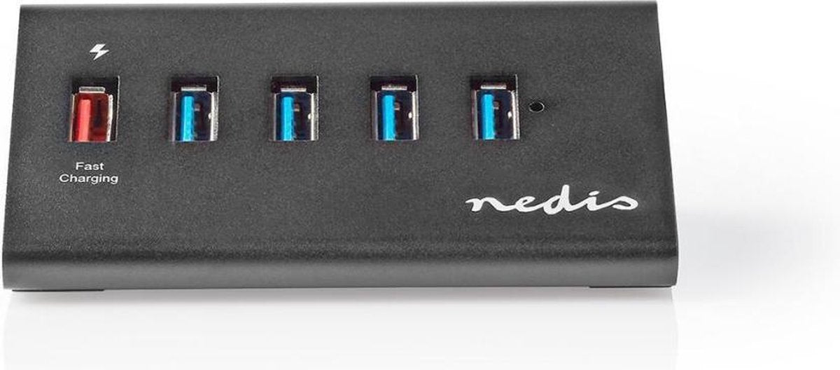 USB-Hub | 5-Poorts | QC3.0 / USB 3.2 Gen1 | Netvoeding / USB Gevoed | 5 Gbps | 5x USB