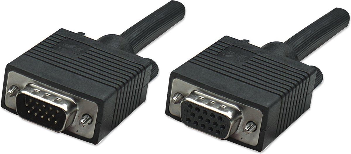 Manhattan VGA Verlengkabel 3.00 m 313599 Schroefbaar Zwart [1x VGA-stekker - 1x VGA-bus]