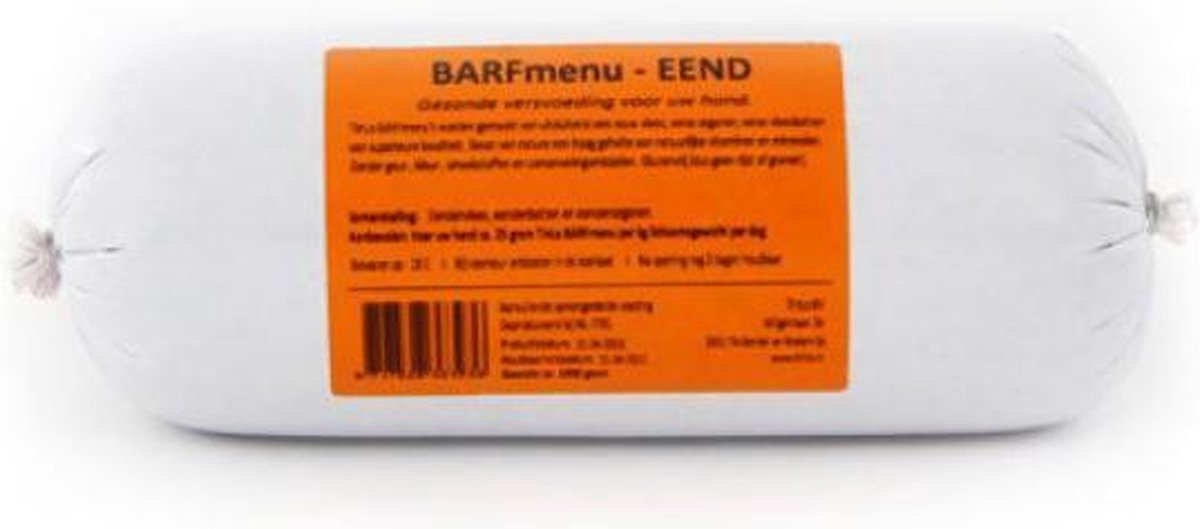 Barfmenu hond eend hondenvoer 1000 gr