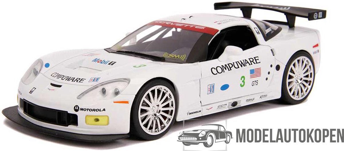 2005 Chevrolet Corvette C6-R (Wit) 1/24 Jada - Modelauto - Schaalmodel - Model auto - Miniatuurautos - Miniatuur auto