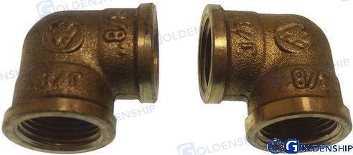 90º Pijpstuk Elleboog Female messing (schroefdraad: 1/2'') per 2 stuks (GS30161)