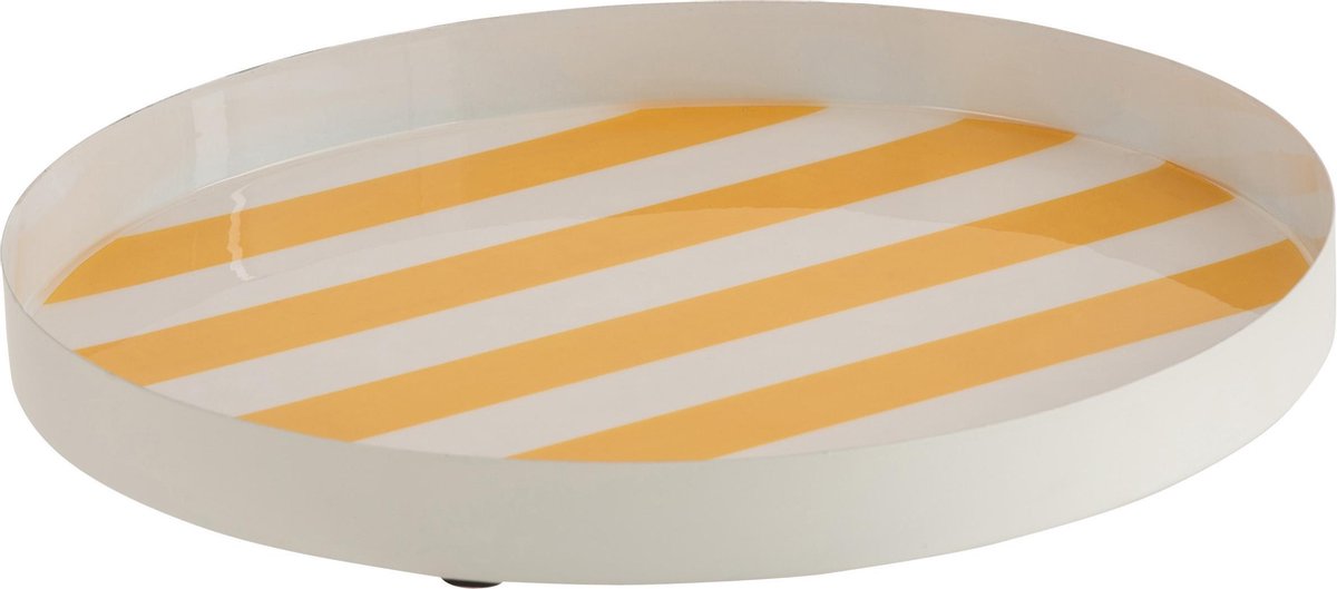 J-Line Plateau Metaal Lak Wit/Geel
