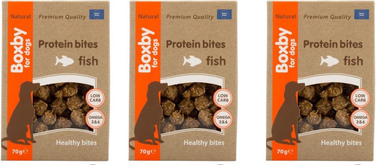 Boxby protein bites fish - hondensnack - verpakt per 3x70g