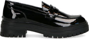 Manfield - Dames - Chunky zwarte loafers van lakleer - Maat 39