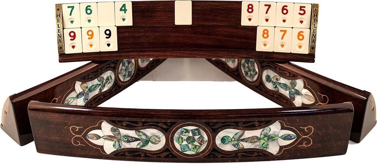 Rummy - Okey - 100% Hout - Handgemaakt - Mosaic stenen - Luxe uitgave - Inclusief tas - Bordspel - Rummi