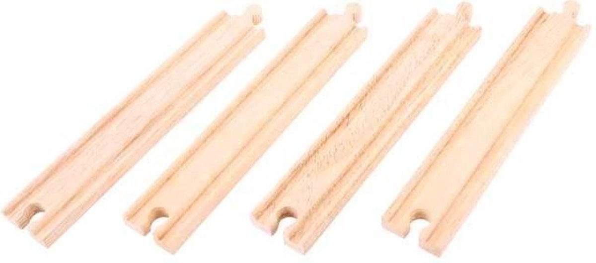 Bigjigs - Houten rails - Recht lang - 4dlg.