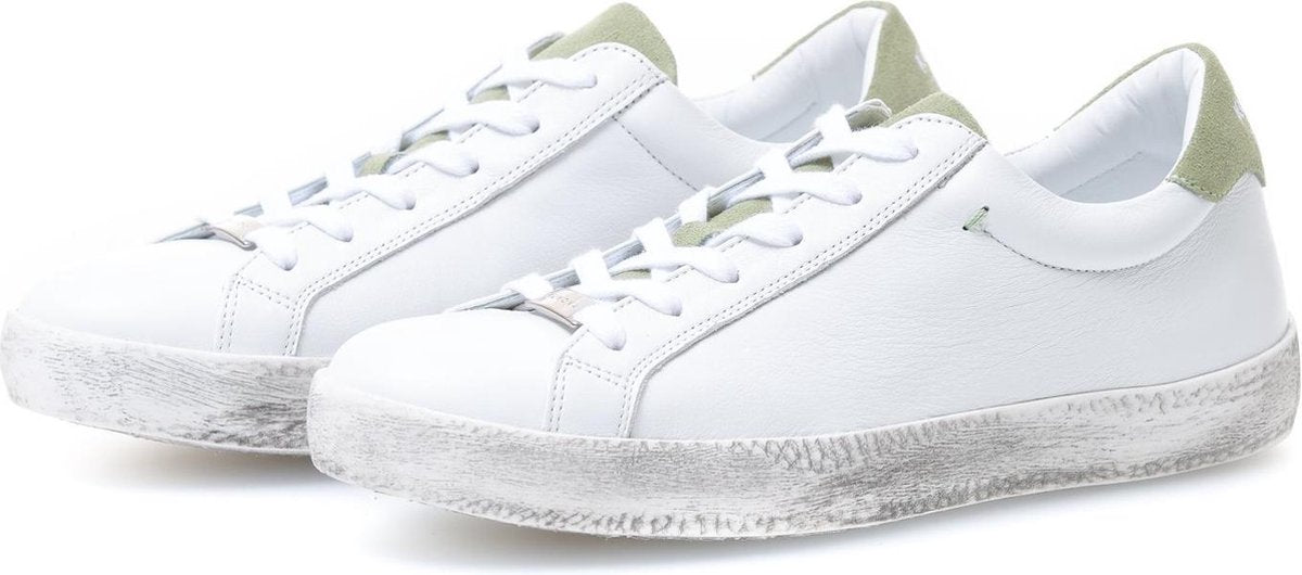 KUNOKA Alex white/soft green collar - Sneakers Dames - maat 36 - Wit Groen