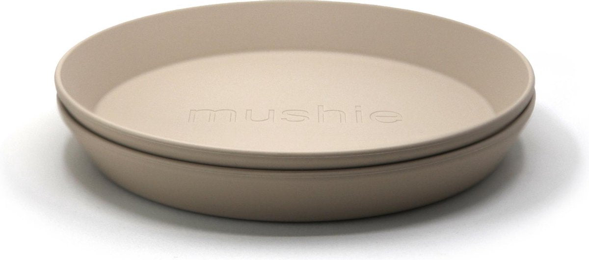 Mushie Bord rond - Kleur Vanilla - Set van 2 - Kinderservies