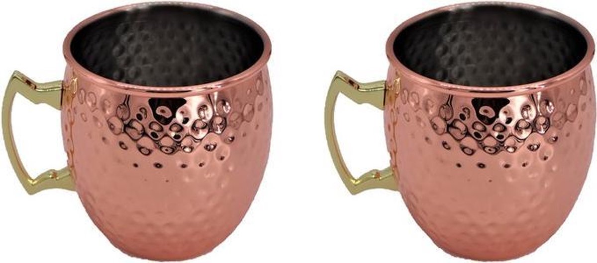 FRIDAY MIXERS - Moscow Mule Bekers - Set 2 stuks – Koperen uitstraling – 550 ml – drinkbeker – beker - cocktailbekers - cocktail - Moscow mule cup - cups