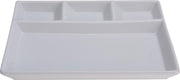 6x Witte borden/gourmetborden van porselein met 4 vakken 24 x 19 cm - Keukenbenodigdheden - Tafel dekken - Eten serveren - Dinerborden/vakkenborden/gourmetborden/barbecueborden