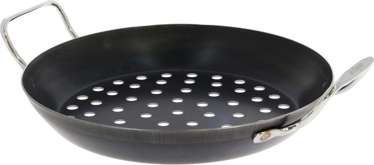 De Buyer Outdoor BBQ Pan 28CM - Geperforeerde Barbecue Pan - Anti-aanbaklaag - Perfecte BBQ smaak