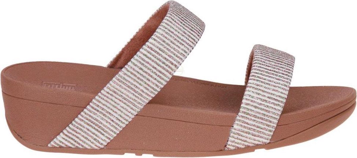 FitFlop™ Lottie Glitter Stripe Slides Polyester Stone - Maat 40