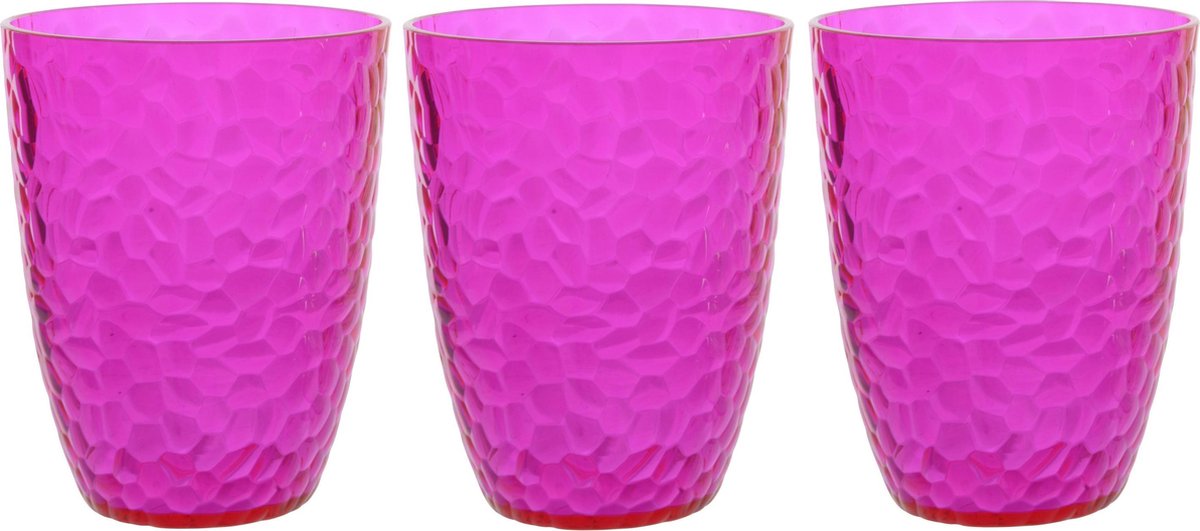 6x stuks kunststof bekers roze 20 cl - Campingservies drinkbekers herbruikbaar