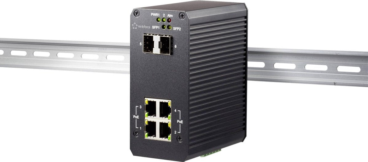 Renkforce GH-4200E+ Industrial Ethernet Switch 4x2 poorten 10 / 100 / 1000 MBit/s