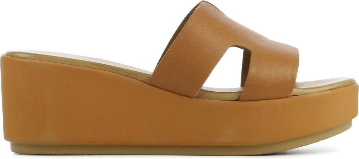 Lina Locchi Vrouwen Leren  Slippers / Damesschoenen L1057 - Cognac - Maat 38