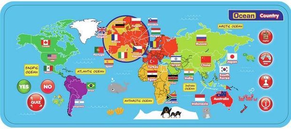 Chad Valley Leer over de Wereld  Interactieve Mat wereldbol wereldkaartmat