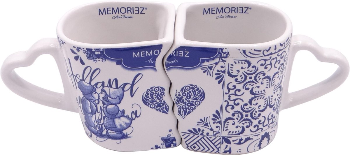 Memoriez Dubbele Mok Holland Delfts Blauw - set van 2