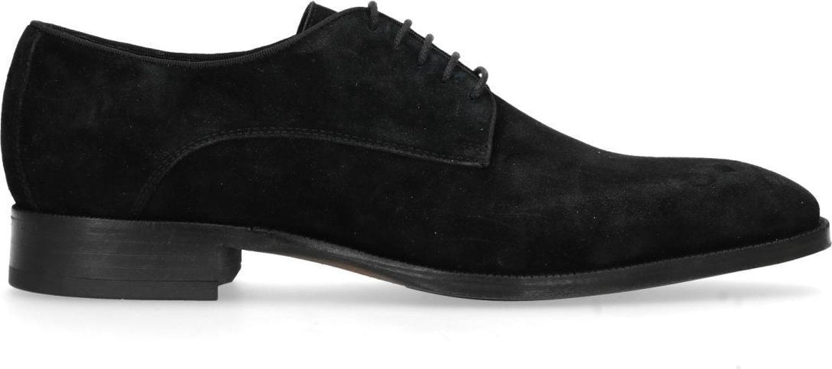 Manfield - Heren - Zwarte suède veterschoenen - Maat 43