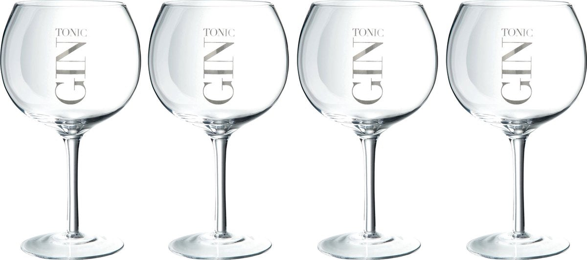 J-Line Giftbox 4 Ginglazen Glas Transparant/Zilver