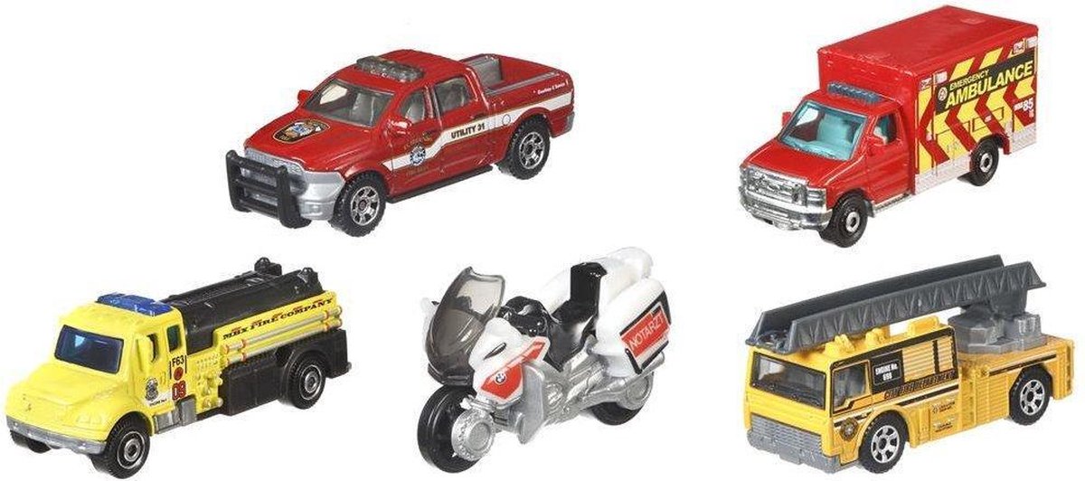 Matchbox Die-Cast Brandweervoertuigen 5 Stuks