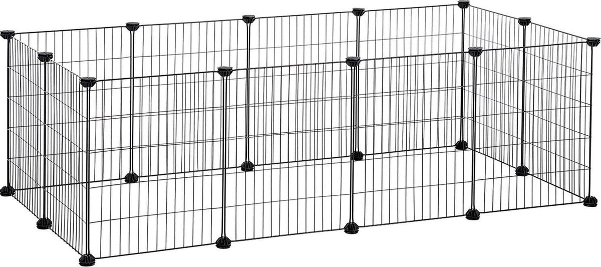 Nancy's Cuero Dierenren - Verstelbare Box - Dierenhok - Cavia Verblijf - Gaashuis - 143 x 73 x 46 cm - Zwart