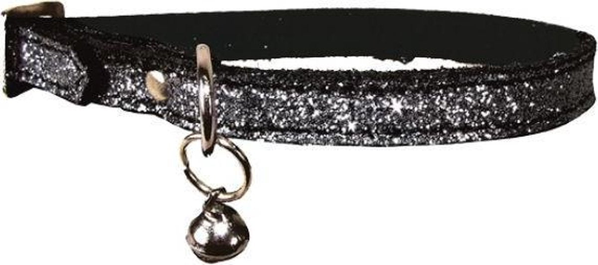 Bobby halsband voor kat glitter zilver 30x1 cm