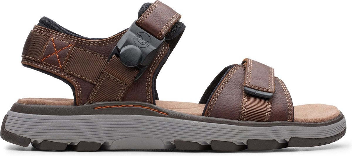 Clarks Un Trek Part Heren Sandalen - Dark Tan Lea - Maat 44