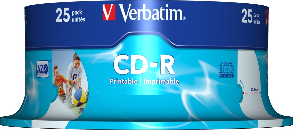 Verbatim 43439 CD-R AZO Wide Inkjet Printable Schijven